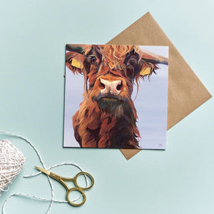 Lauren's Cows | Highland Cow Greeting Card "Hi There"