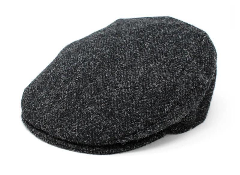 Hanna -Vintage-Black-Herringbone-Harris-Tweed-flat-cap