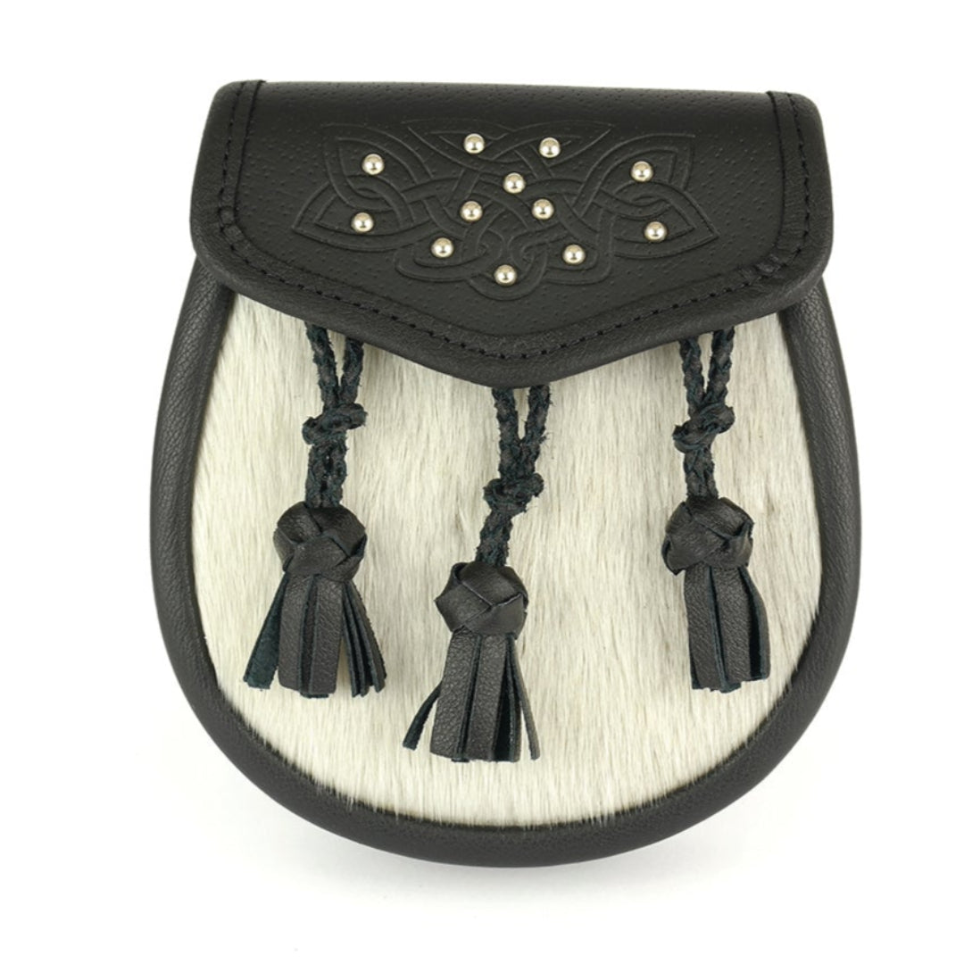 Semi-formal Sporran | Black Leather with embossed Celtic design