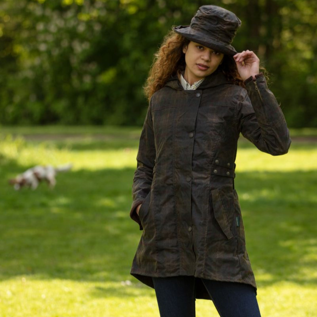 Oxford Blue Katrina Tartan Wax Hooded Jacket