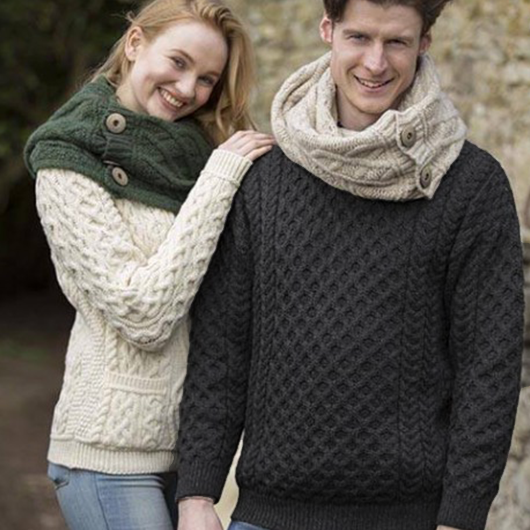 Aran Crafts | Aran Knit Unisex Crewneck Sweater - Charcoal
