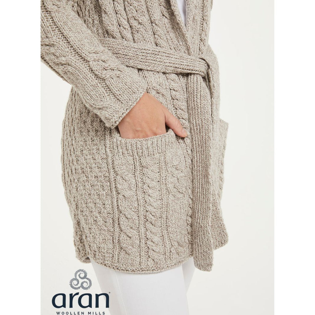 Ladies Aran Cable Knit Cardigan, Aran Woolen Mills