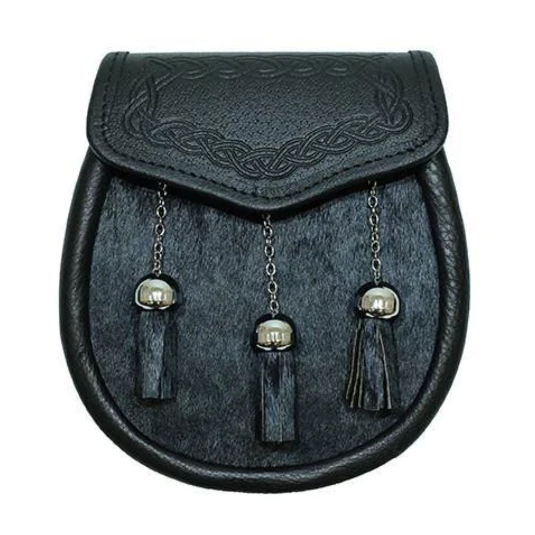 Semi-formal Sporran | Black Leather & hide