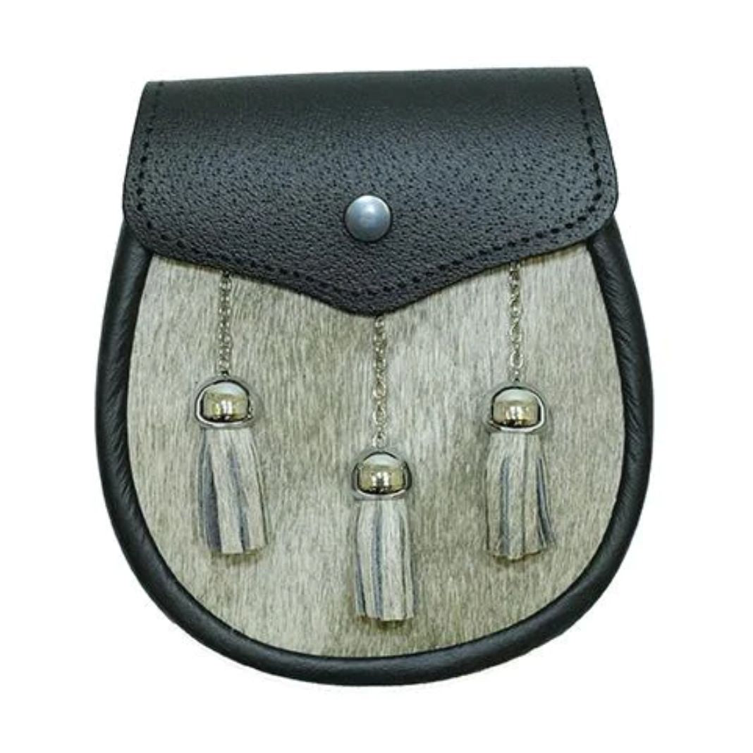 Semi-formal Sporran | Black Leather & natural hide