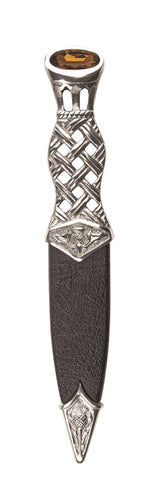 Sgian Dubh | Lattice Design in Polished Pewter with Stone Top