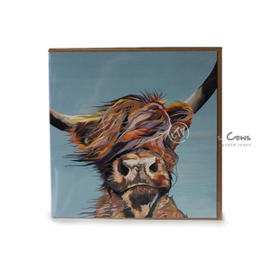 Lauren's Cows | Highland Cow Greeting Card "Gone with the Wind"