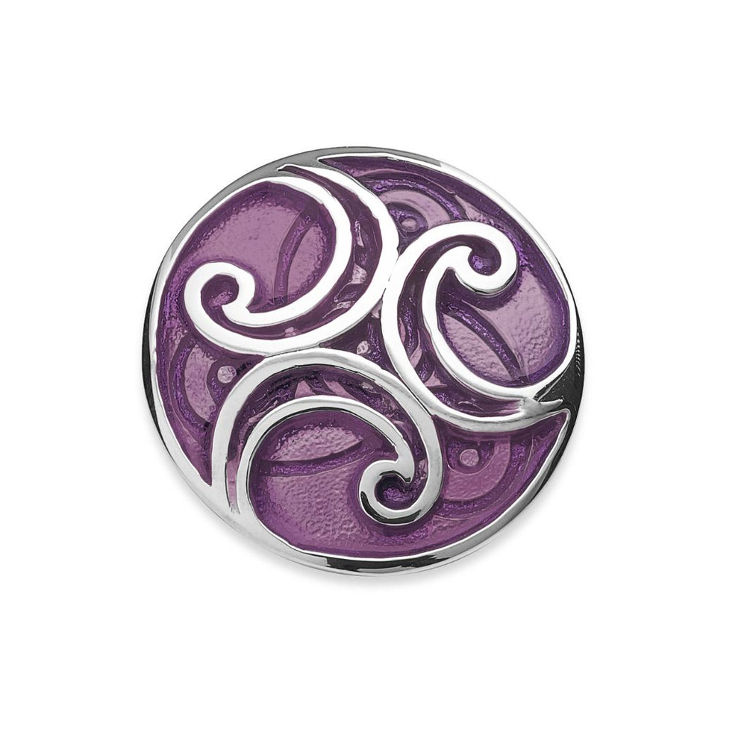 Celtic Art | Oronsay Sterling Silver Brooch With Purple Enamel