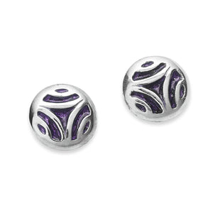 Celtic Art | Oronsay Sterling Silver Stud Earrings With Purple Enamel