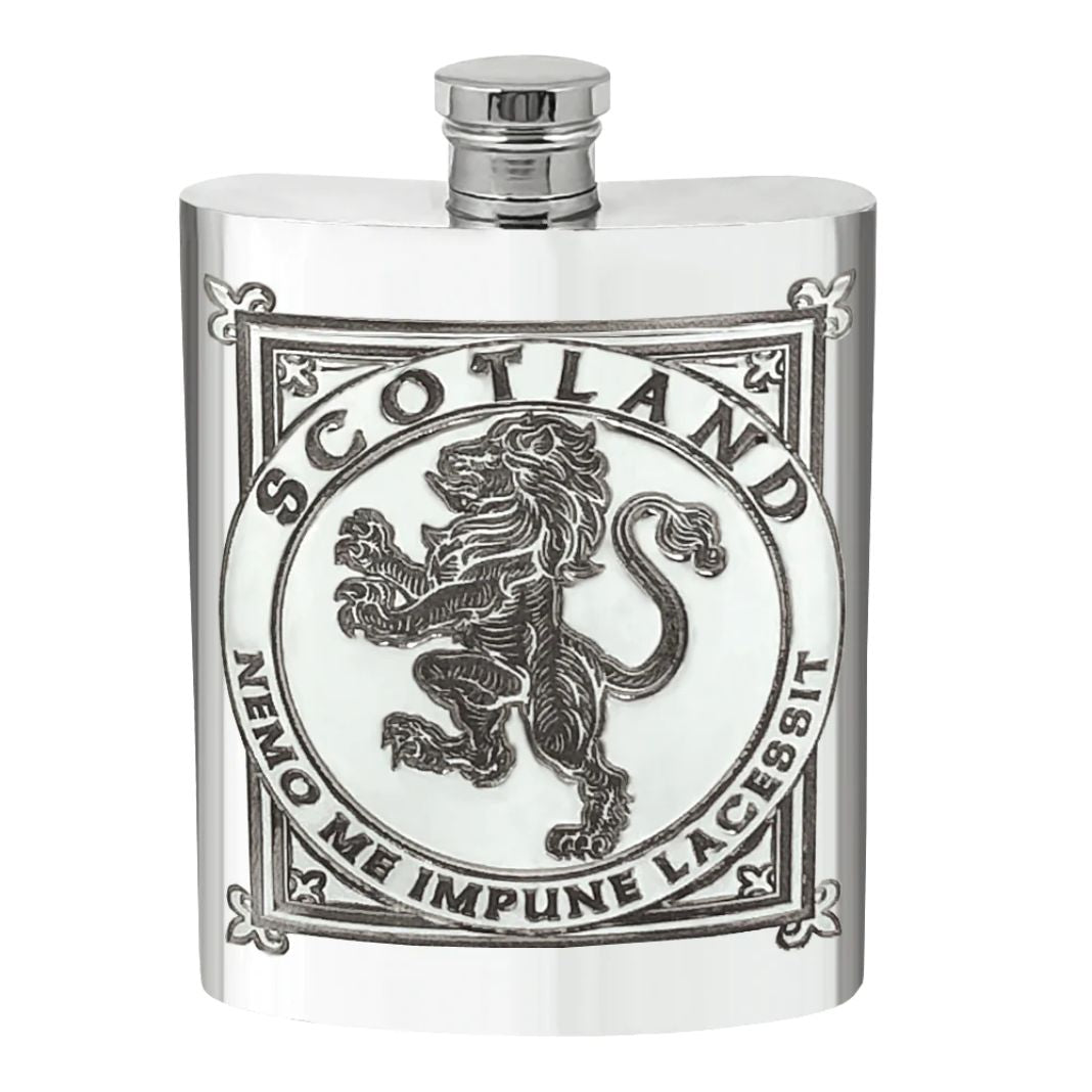 6 oz Lion Rampant Pewter Flask