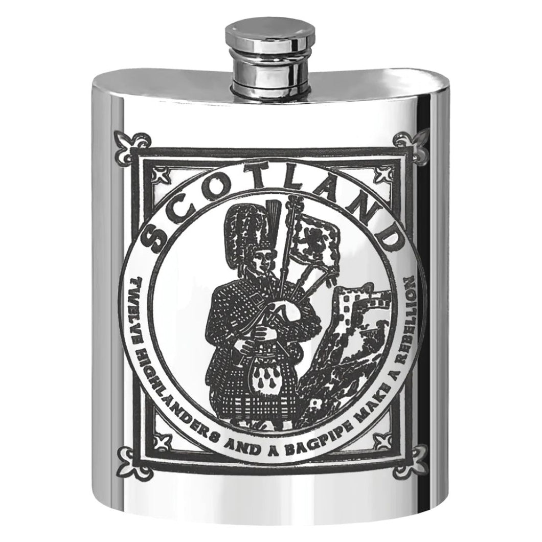 6 oz Highland Piper Pewter Flask
