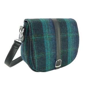 Harris Tweed | Beauly Shoulder Bag - Blue with Turquoise Overcheck