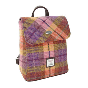 Harris Tweed | Tummel Mini Backpack - Peach & Purple Tartan