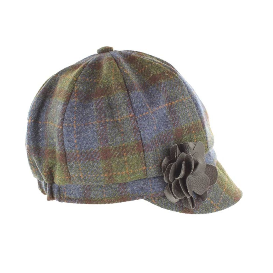 Mucros Weavers | Women's Newsboy Tweed Hat - Green & Blue