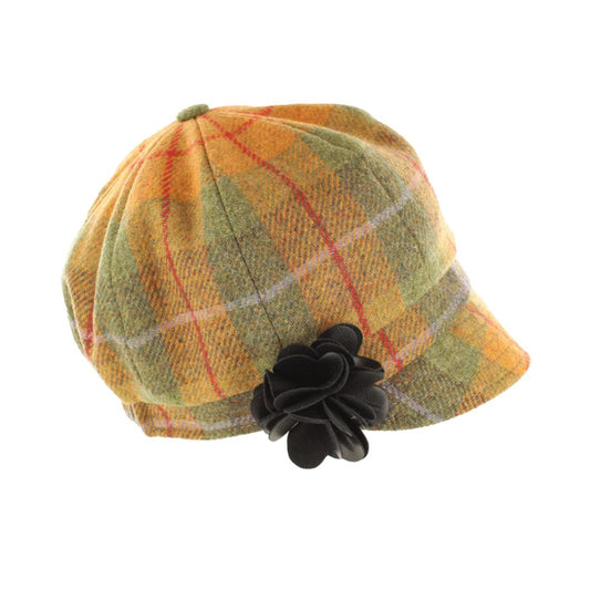 Mucros Weavers | Women's Newsboy Tweed Hat - Yellow & Green