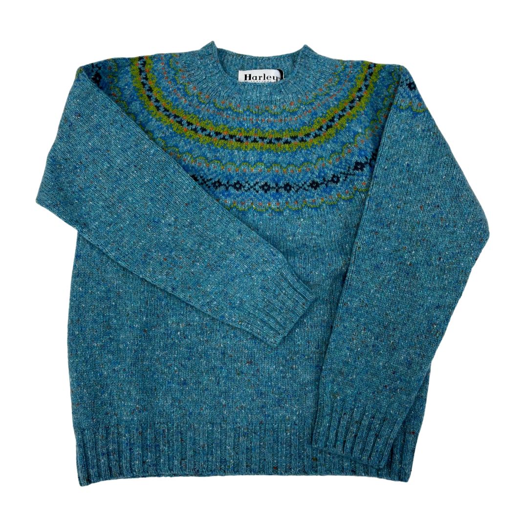 Harley of Scotland | Fair Isle Yoke Crew Neck Sweater - Uist