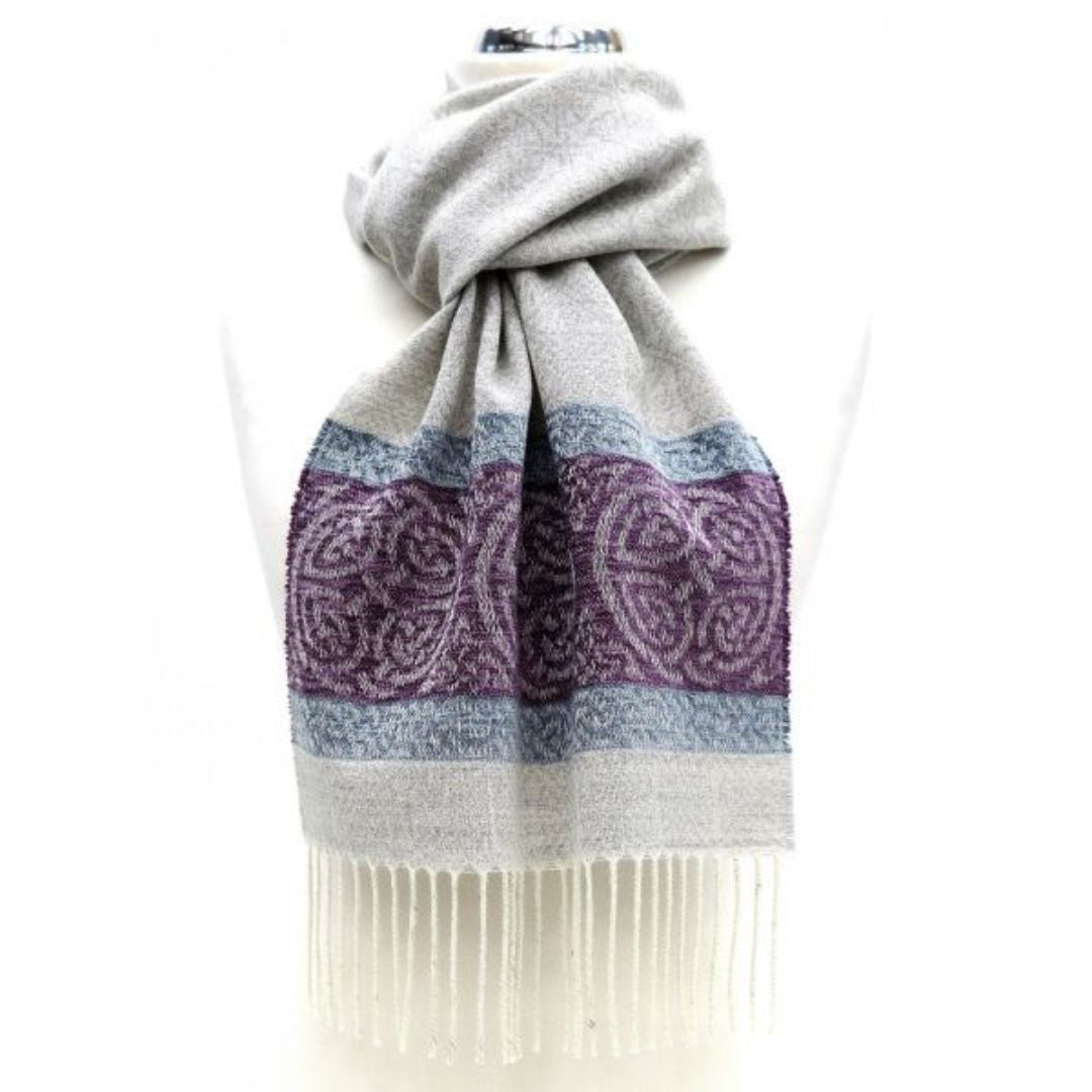 Calzeat | Celtic Border Scarf - Arctic Grey