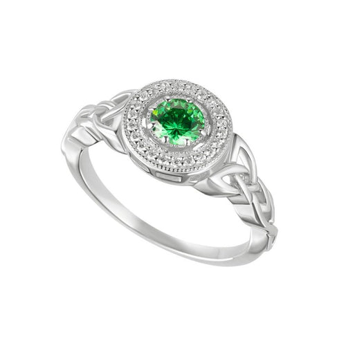 Solvar | Sterling Silver Cluster Green Trinity Knot Ring