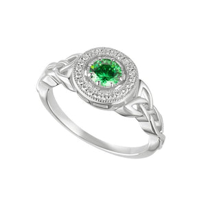 Solvar | Sterling Silver Cluster Green Trinity Knot Ring