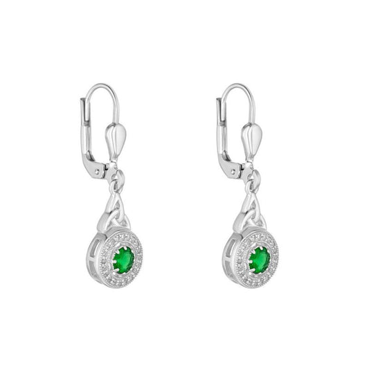 Solvar | Sterling Silver Green Trinity Drop Earrings