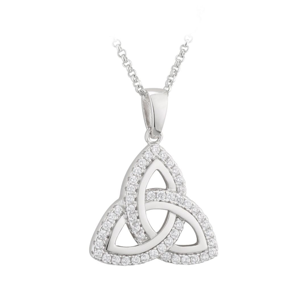 Solvar | Sterling Silver Cubic Zirconia Trinity Knot Pendant