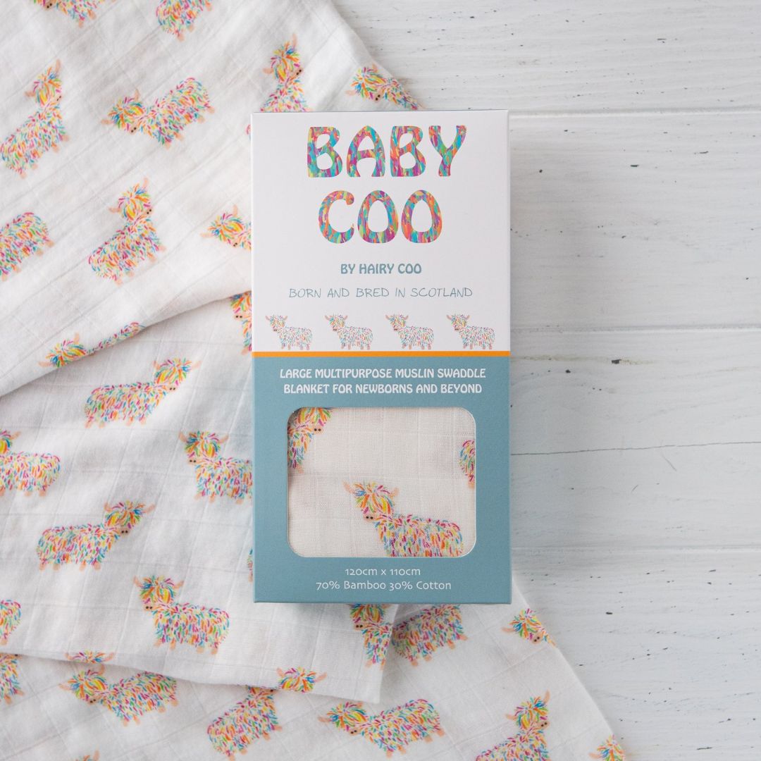 Baby Coo | Highland Cow Swaddle Blanket