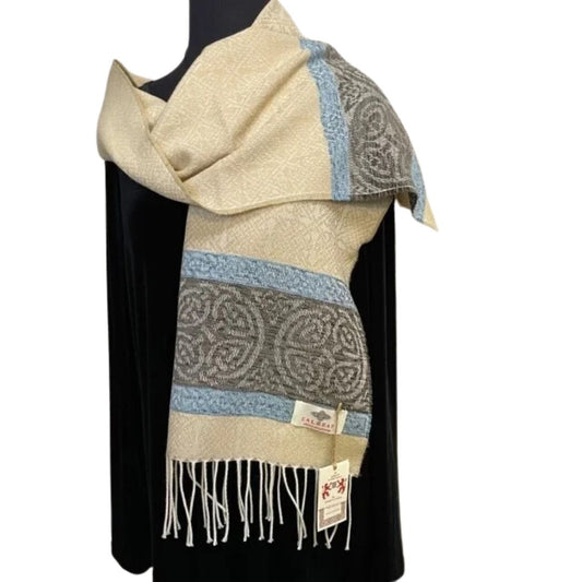 Calzeat | Celtic Border Scarf - Oatmeal