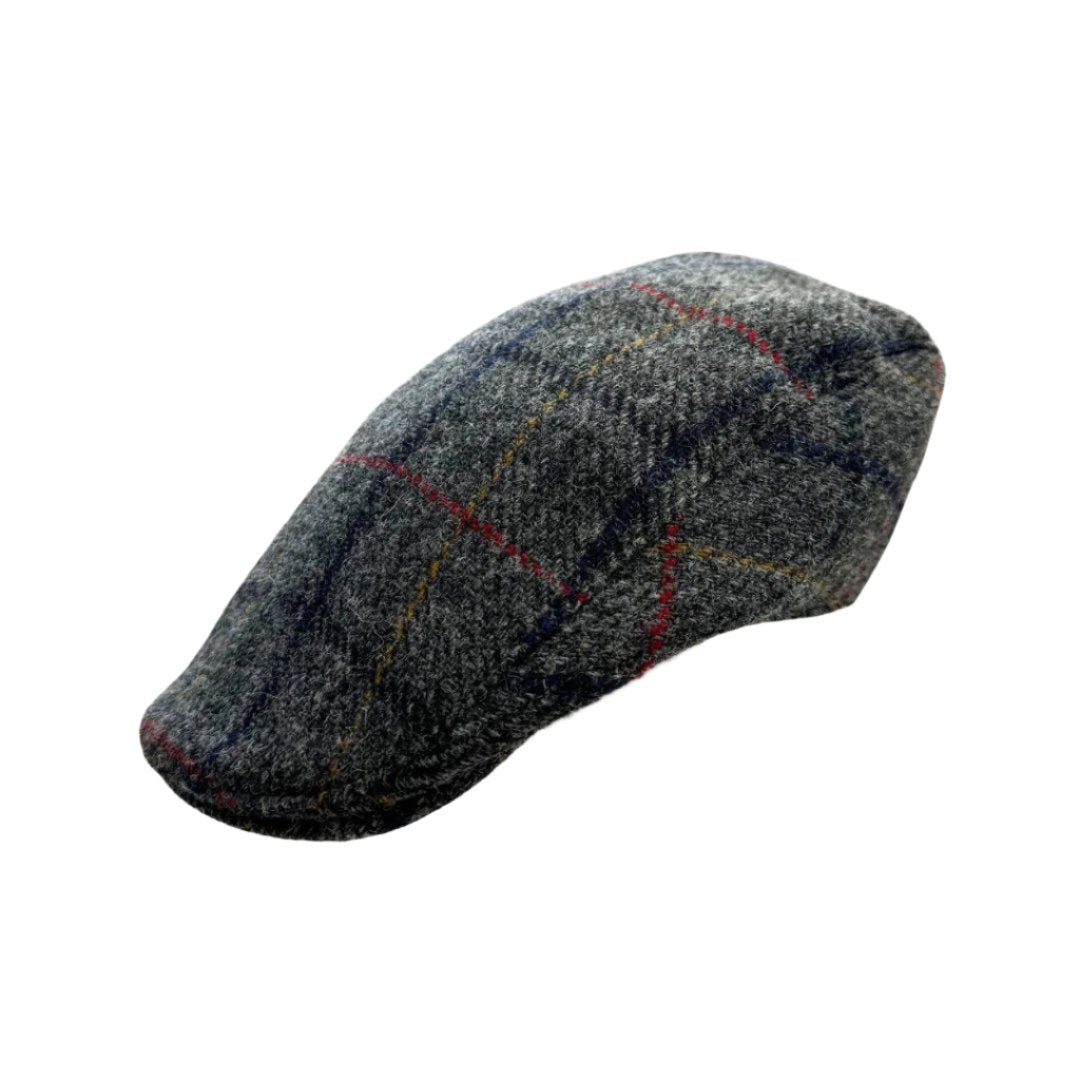 Hanna Hats | Harris Tweed Donegal Touring Cap -Grey/Blue Stripe