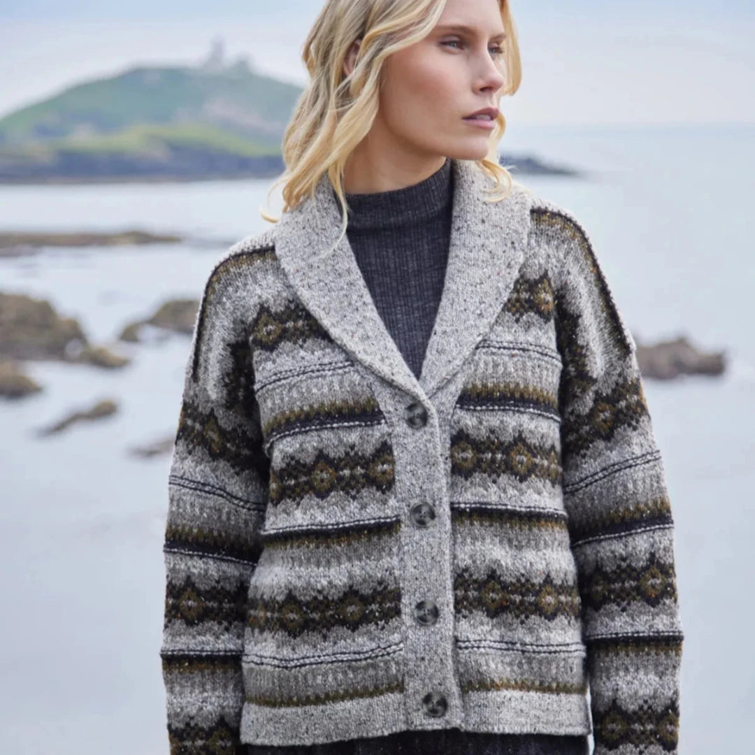 Fisherman out of Ireland | Fairisle Shawl Collar Cardigan