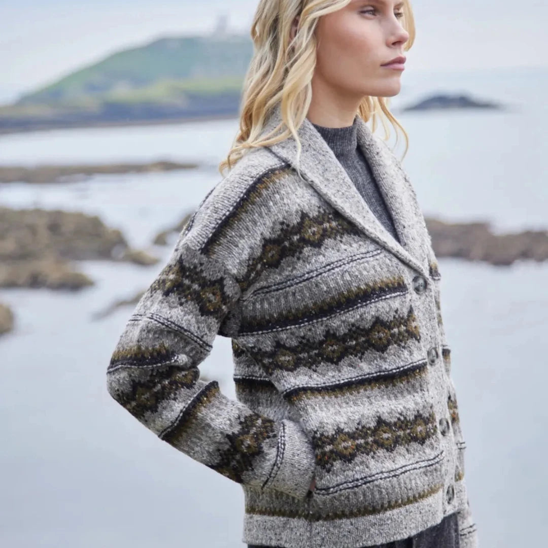 Fisherman out of Ireland | Fairisle Shawl Collar Cardigan