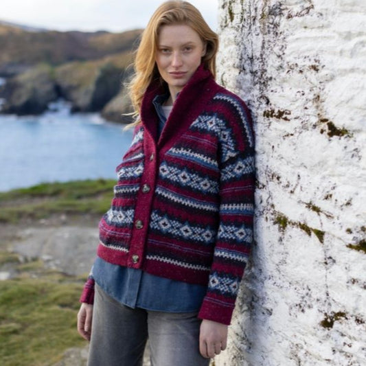 Fisherman out of Ireland | Fairisle Shawl Collar Cardigan