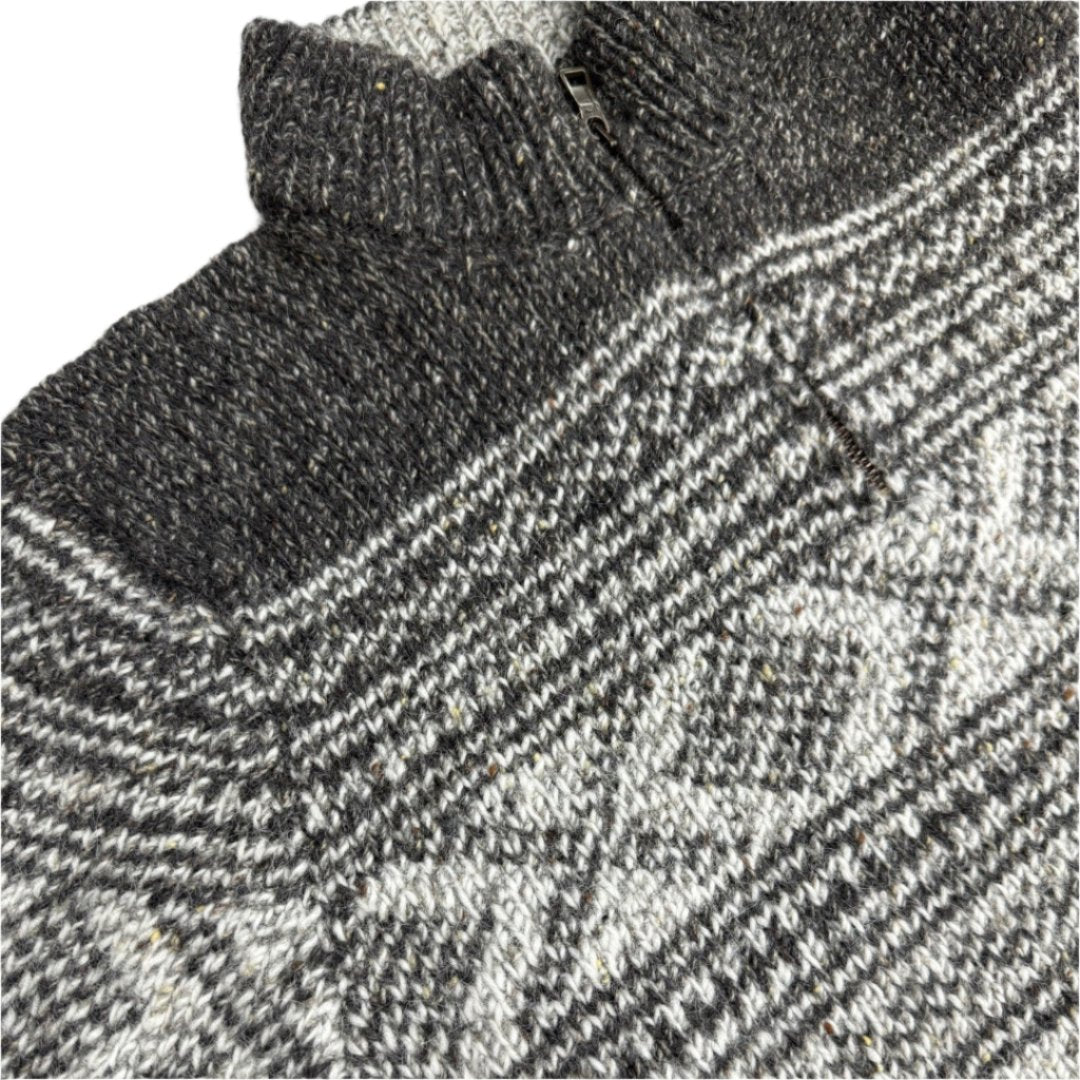 Fisherman Out of Ireland | Jacquard Zip Neck Sweater