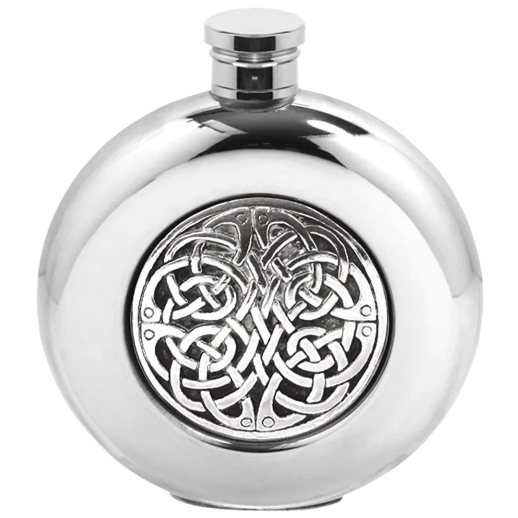 6 oz Celtic Knot Round Pewter Flask