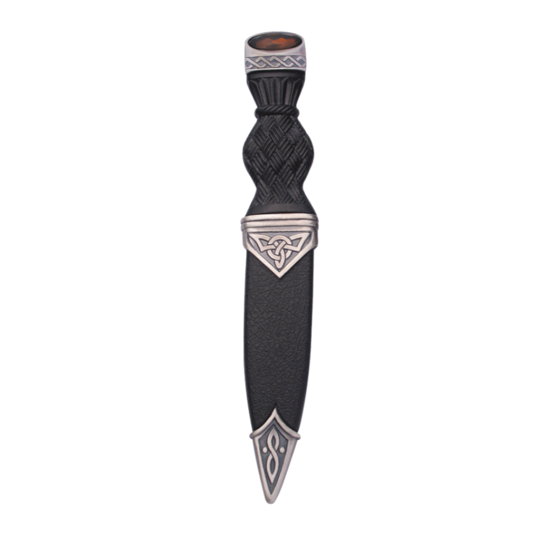 Sgian Dubh | Celtic Design in Matte Pewter with Stone Top