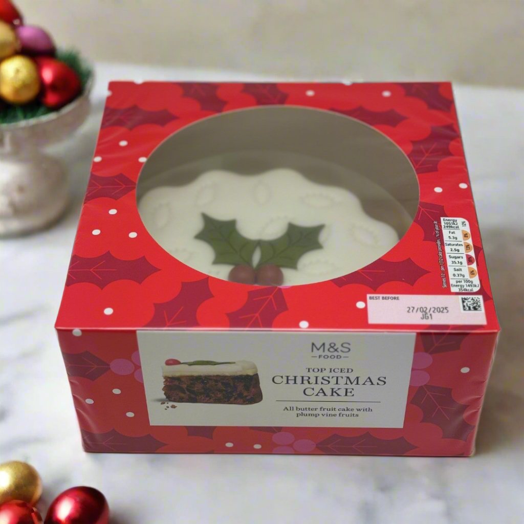 M&S | Top Iced Holly Christmas Cake 845g