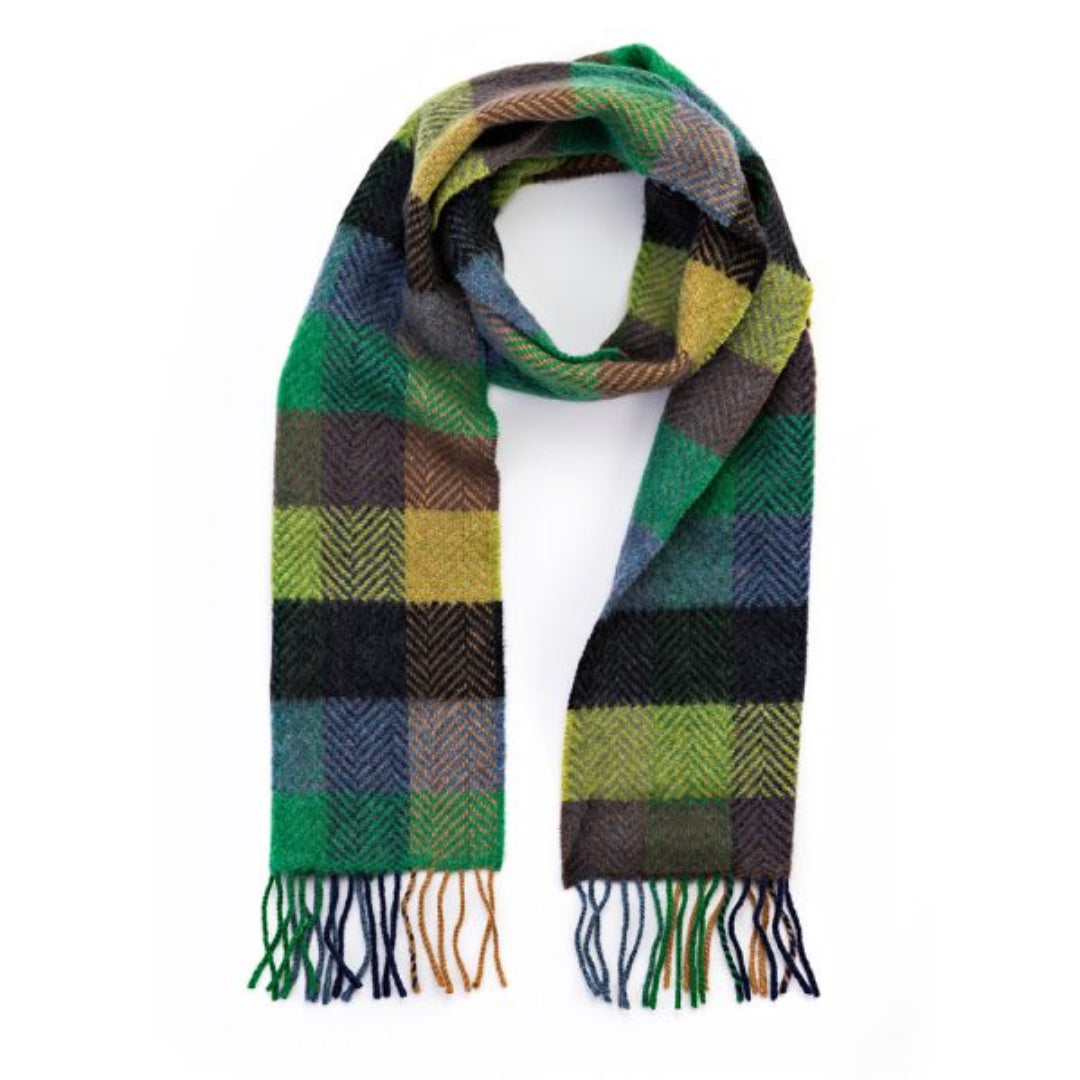 John Hanly & Co. | Merino & Cashmere Scarf | Green Denim Block