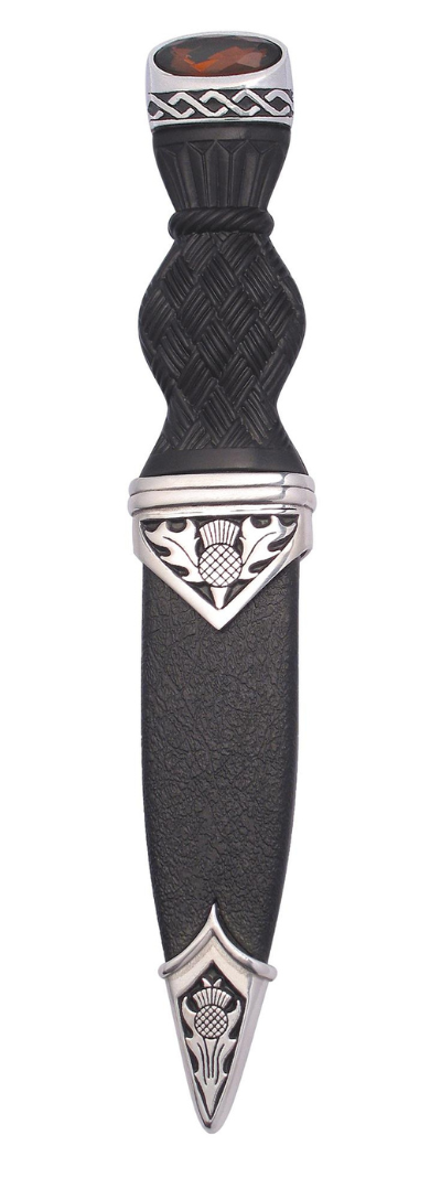 Sgian Dubh | Thistle design in polished pewter with stone top