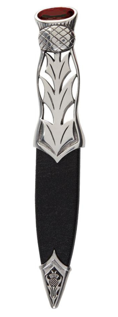 Sgian Dubh | Thistle design in polished pewter with stone top