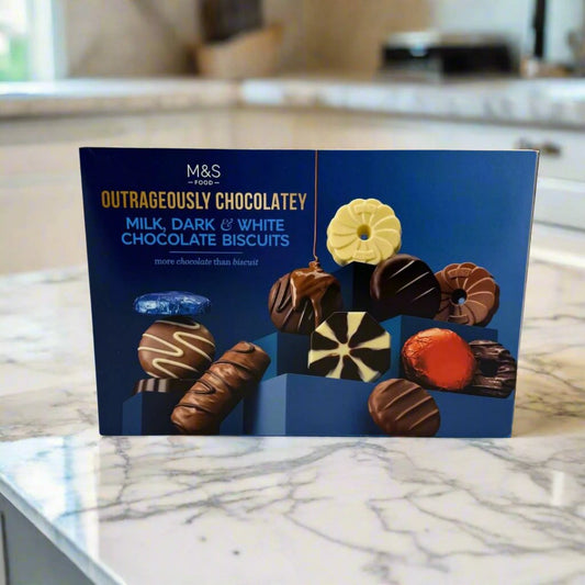 M&S | Outrageously Chocolatey Milk, Dark & White Chocolate Biscuits 450g