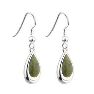 Solvar | Rhodium Connemara Marble Drop Earrings