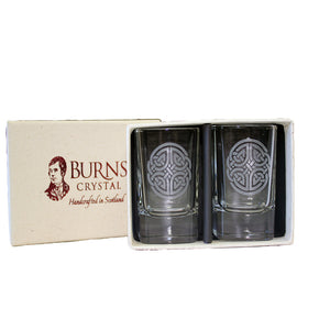 Burns Crystal | Celtic Square Dram Glass Pair