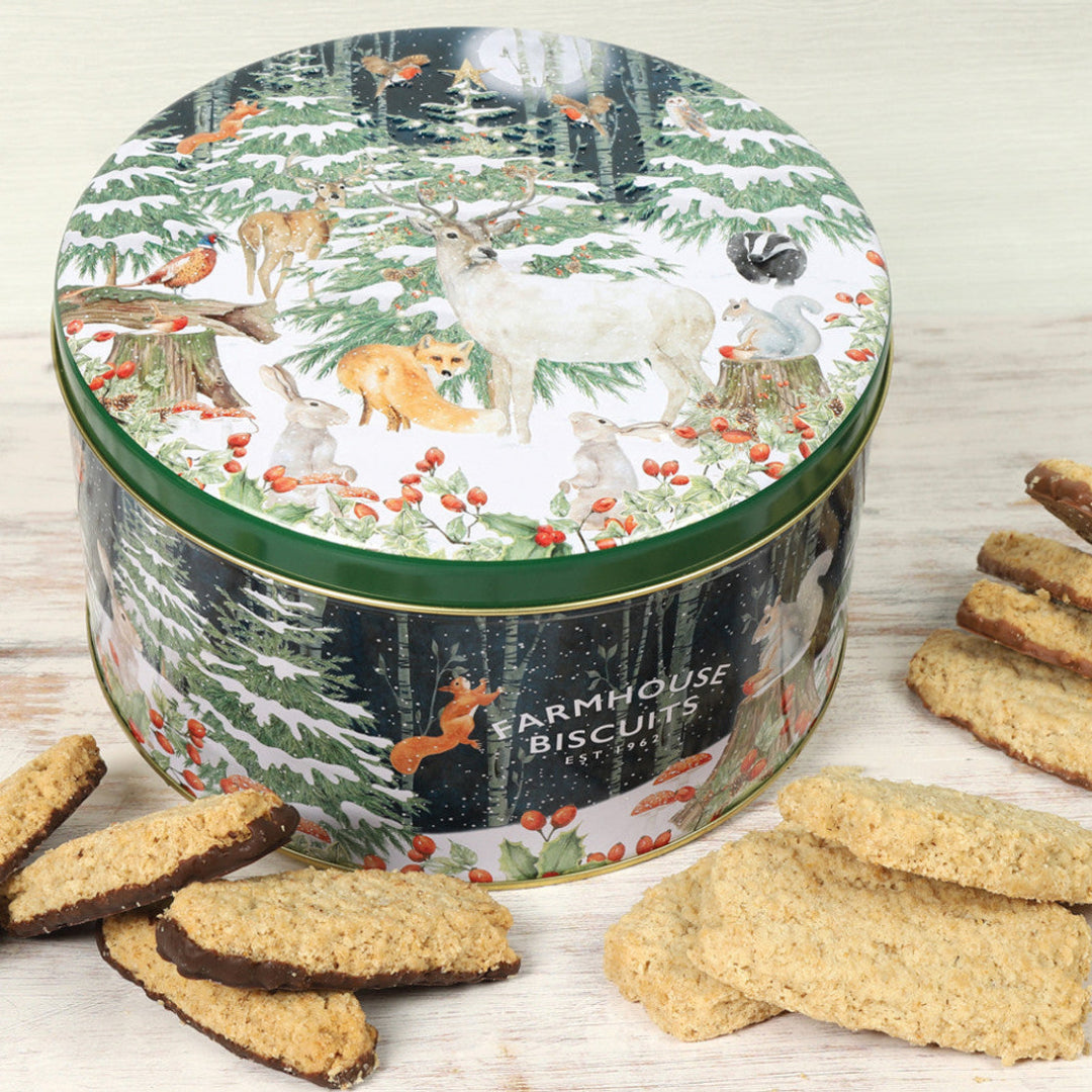 Farmhouse | Woodland Scene Cake Tin - Assorted Biscuits 500g
