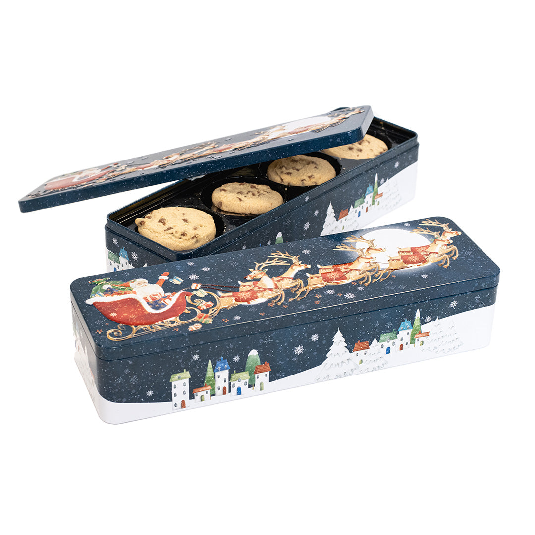 Farmhouse | Christmas Flying Santa Tin - Milk Chocolate Chip Biscuits 225g