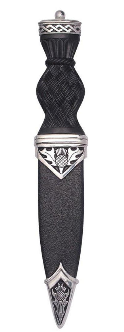 Sgian Dubh | Thistle Design in Matte Pewter with Plain Top