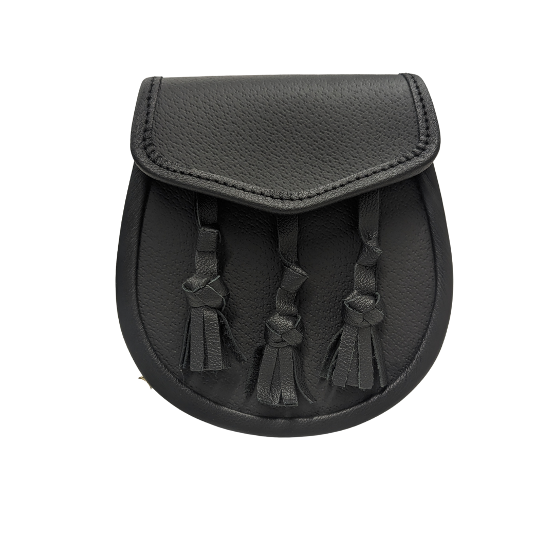 Day Sporran | Black Leather with knot Tassel