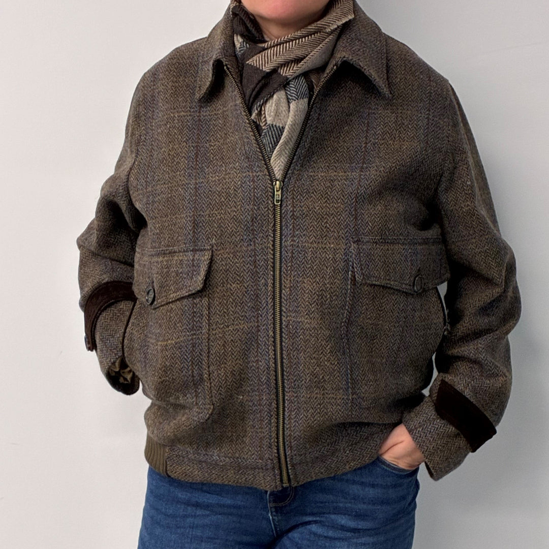 Celtic Tweed | Brown Hunting Tweed Aviator Jacket
