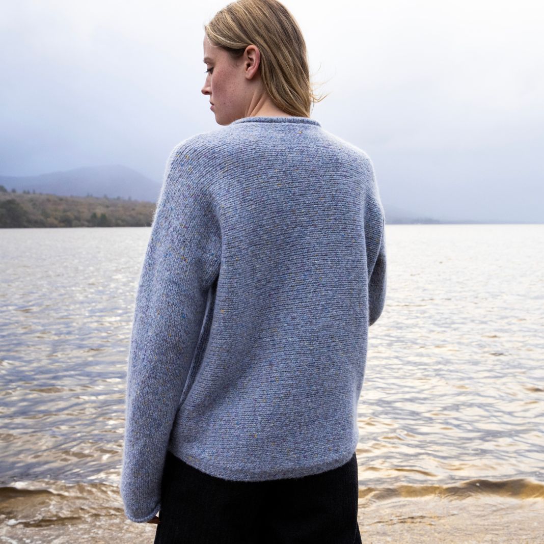 Fisherman Out of Ireland | Alpaca Blend Roll Neck Sweater - Cornflower