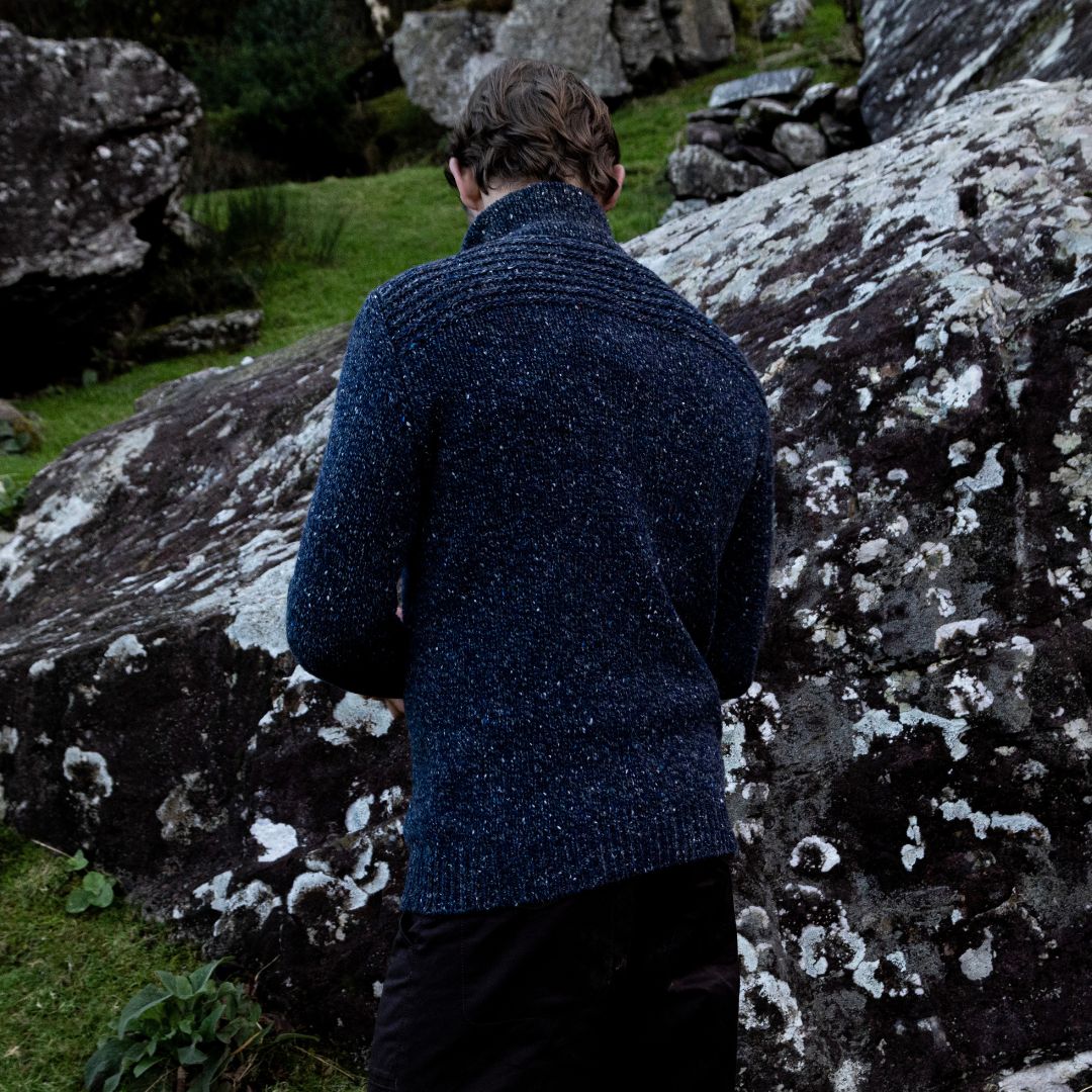 Fisherman Out of Ireland | Merino Toggle Sweater - Navy Slate
