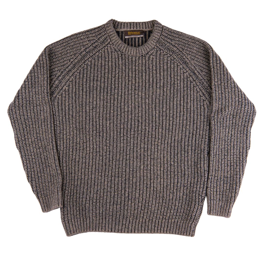 Fisherman Out of Ireland | Ribbed Crewneck Sweater - Clay & Charcoal