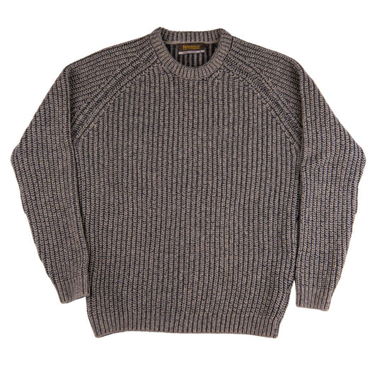Fisherman Out of Ireland | Ribbed Crewneck Sweater - Clay & Charcoal