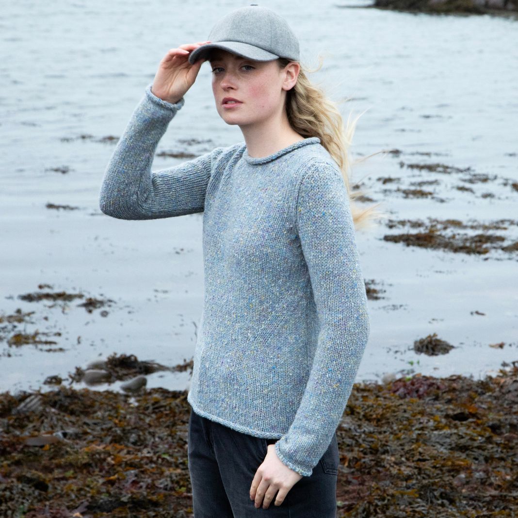Fisherman Out of Ireland | Roll Neck Sweater - Ice Blue